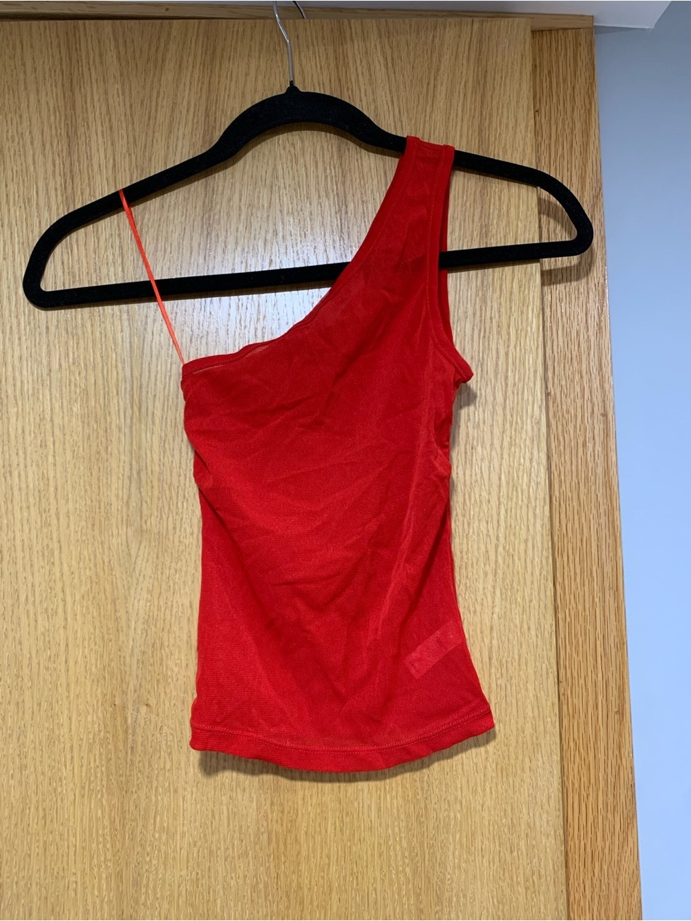 Khy Mesh One Shoulder Red Top - Size XS